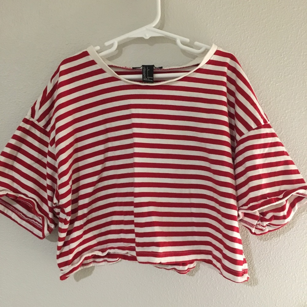 forever 21 red and white striped crop top